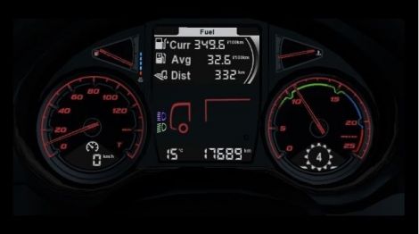Dashboard display for DAF XF Euro 6