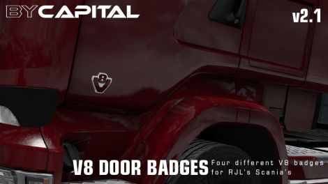 V8 Door Badges for RJL Scania